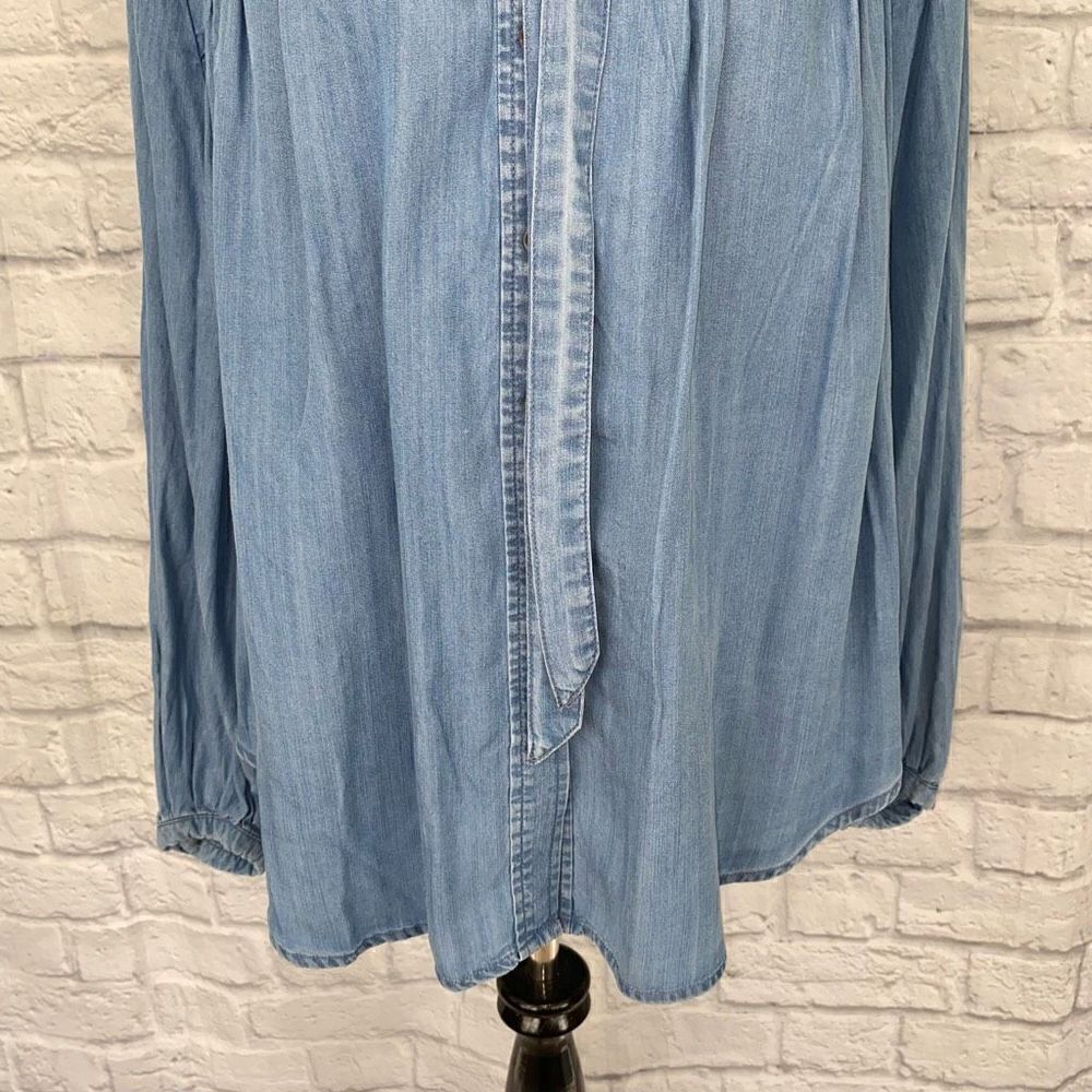 Terra & Sky new w/tags 14 women denim blue button down blouse w/front tie - Picture 2 of 12